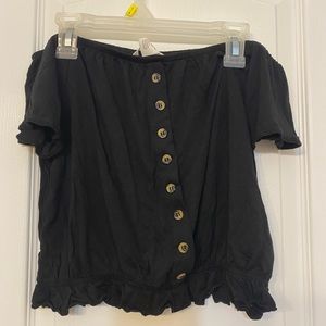 Selling off the shoulder black crop top